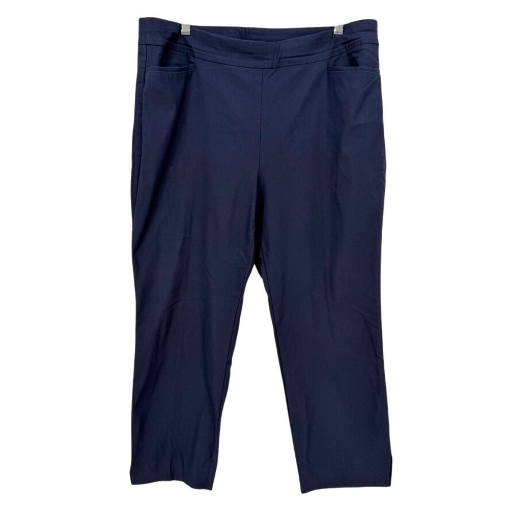 Chicos Pull On Classic Capri Straight Leg Dress Pant Trouser Navy Blue Sz‎ 3P/LG